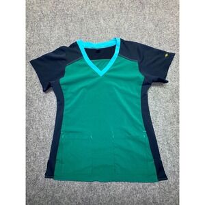 Carhartt Womens Scrub Top Short Sleeve V Neck Green Navy Blue Size M C12410